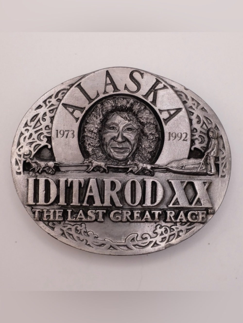 1992 Iditarod Dog Sled Mushing Race Alaska Vintage Belt Buckle